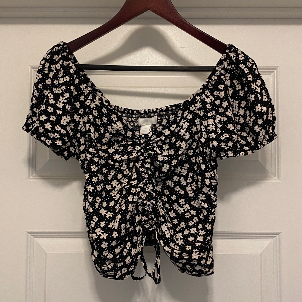 H&M Floral Front Tie Top